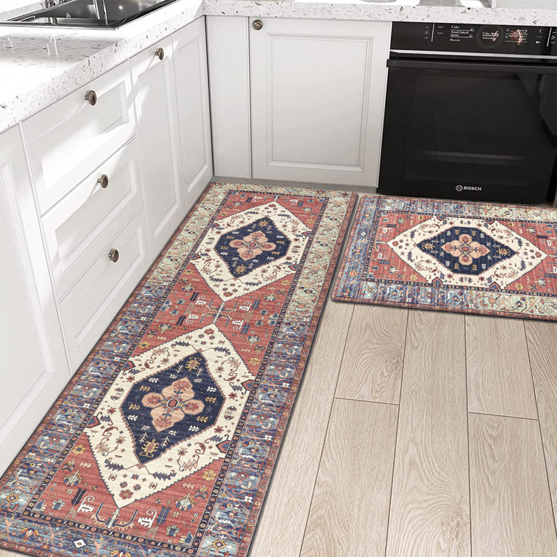 Kitchen Rugs Anti Fatigue Mats for fashion Floor Cushioned Runner Rug, 2 Pieces Set